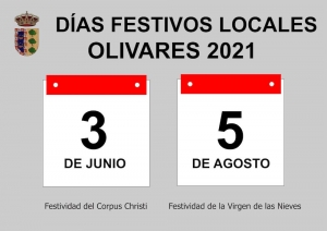 El ayuntamiento de Olivares aprueba las fiestas locales para el 2021