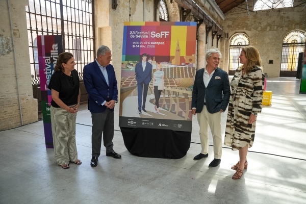 El cartel, obra del ilustrador sevillano Jos&eacute; Luis &Aacute;greda, reinterpreta la pel&iacute;cula Al final de la escapada de Jean-Luc Godard y sit&uacute;a a sus protagonistas en las Setas de la Encarnaci&oacute;n