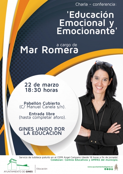 El ciclo &lsquo;Gines unido por la educaci&oacute;n&rsquo; regresa este mi&eacute;rcoles, 22 de marzo, de la mano de la docente y psicopedagoga Mar Romera