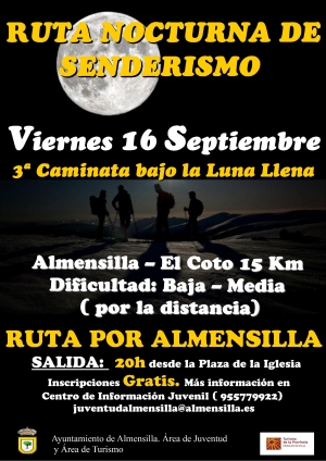Almensilla finaliza sus actividades veraniegas con un senderismo nocturno el pr&oacute;ximo viernes 16
