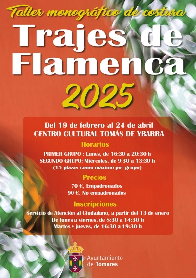 El Ayuntamiento de Tomares organiza un nuevo taller de costura para aprender a hacer trajes de flamenca