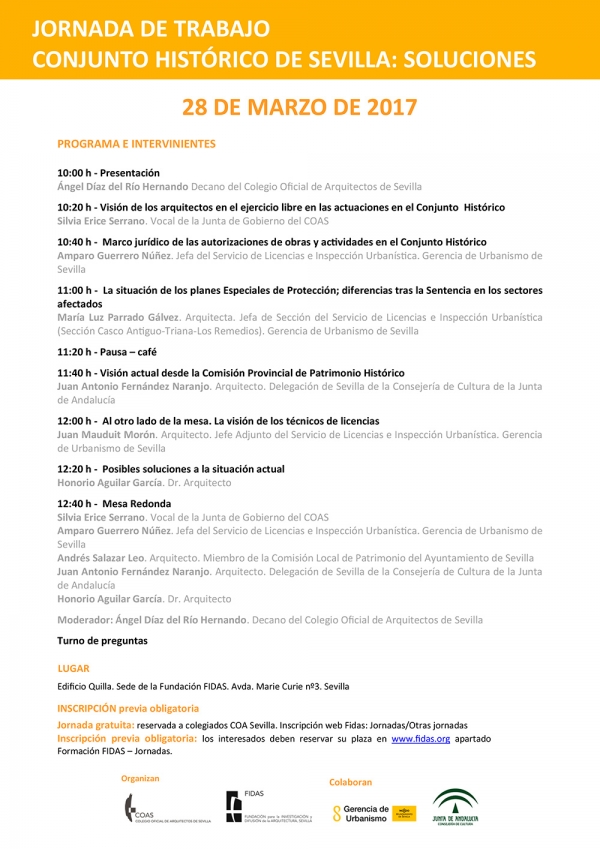 I jornada del COASevilla, para abordar las licencias y soluciones del Conjunto Hist&oacute;rico de Sevilla
