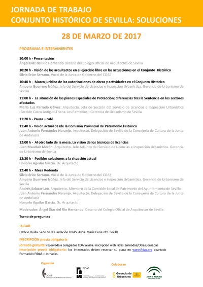 I jornada del COASevilla, para abordar las licencias y soluciones del Conjunto Hist&oacute;rico de Sevilla