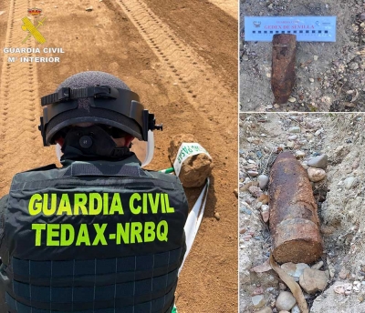 La Guardia Civil intercepta y detona un proyectil de la Guerra Civil en La Puebla del Río