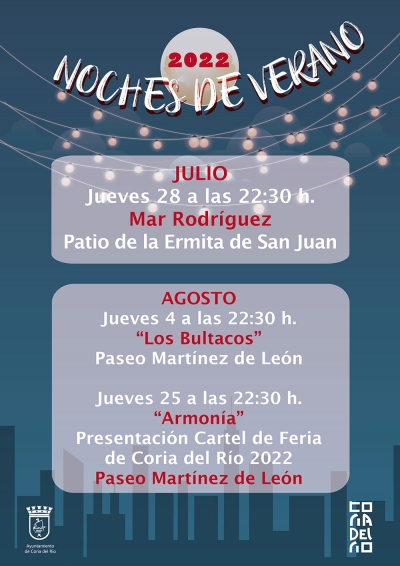 "Noches de verano" para amenizar las calles de Coria del R&iacute;o