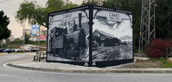 Dos murales del artista Pedro Almeida&nbsp;embellecen la rotonda norte de Camas