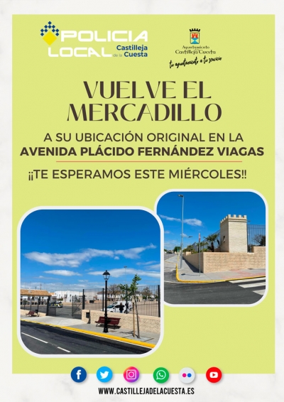 El Mercadillo Municipal de Castilleja de la Cuesta vuelve a su ubicaci&oacute;n original en la Avenida Pl&aacute;cido Fern&aacute;ndez Viagas